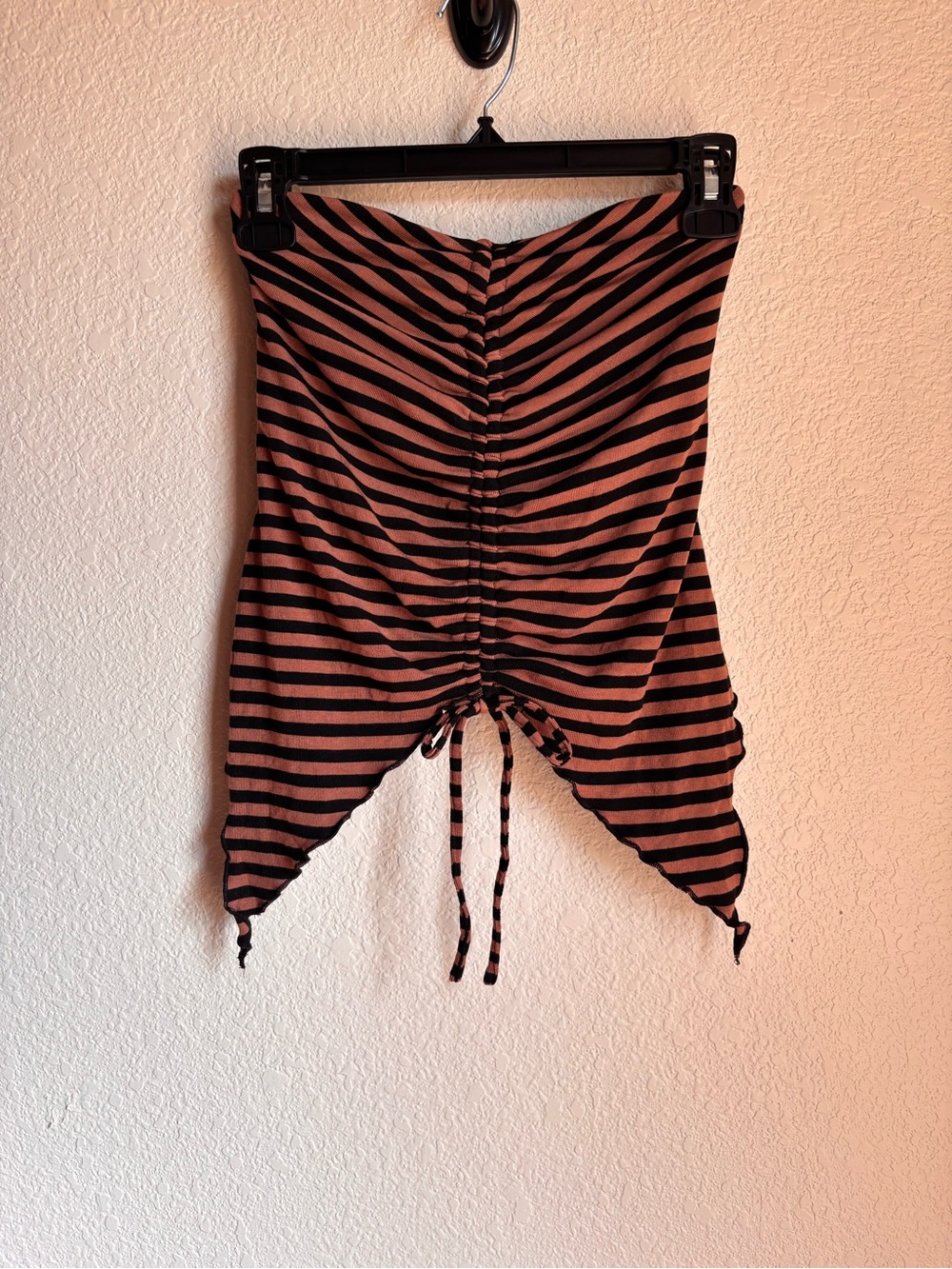 Urban outfitters Stripe black/brown  tube top with ruching Alternative Grunge - Picture 3 of 5